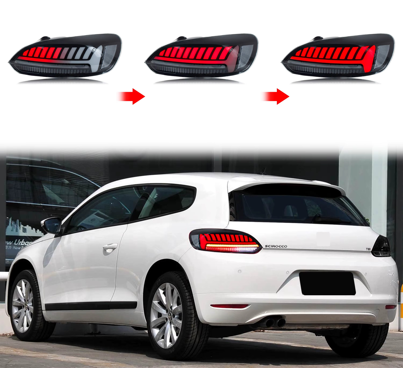 VW Scirocco Galiniai LED Žibintai 