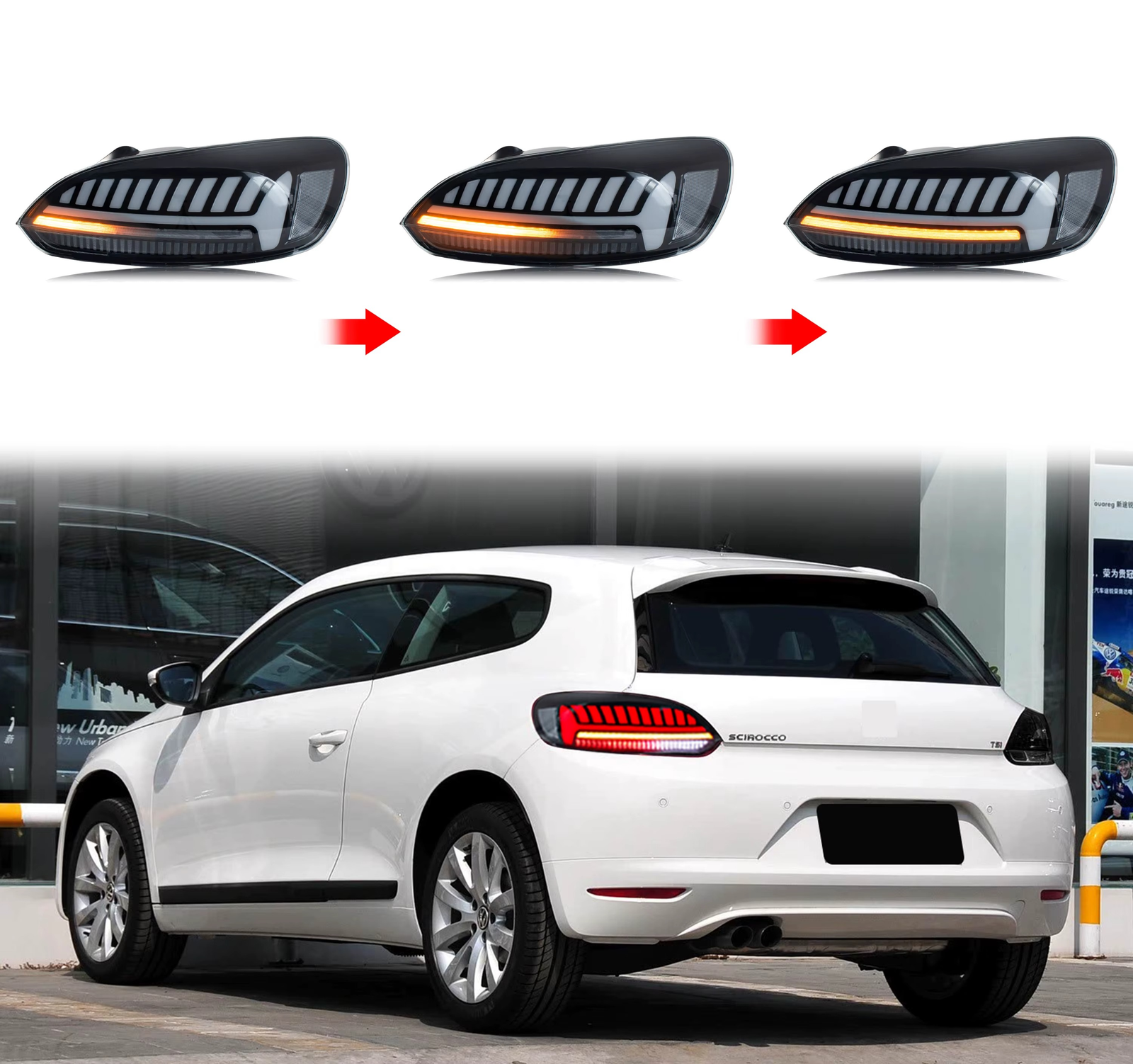 VW Scirocco Galiniai LED Žibintai 